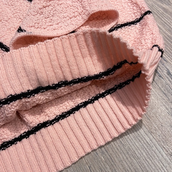 Vintage Turtle Bay Pink Black Striped Crew Neck Short Sleeve Sleeveless Sweater - Picture 7 of 13